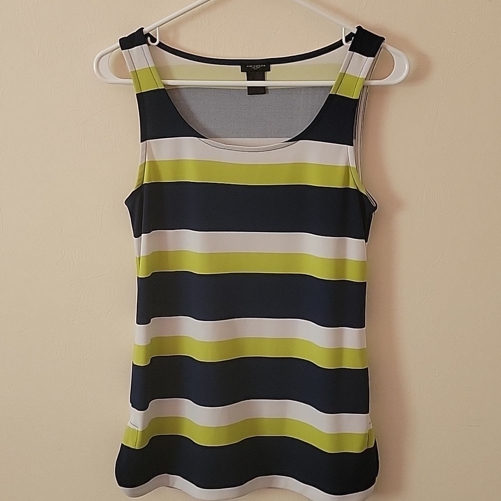 Ann Taylor blue and green striped tank Size S